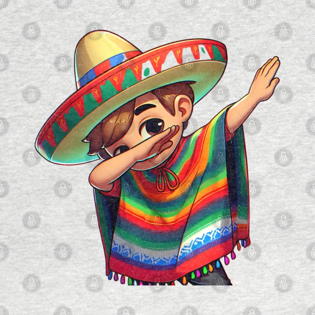 Mexican Boy Dabbing Poncho Cinco de Mayo by FunnyTee's